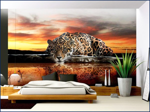 Фотообои с рисунком леопарда для кухни или комнаты